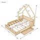 preview thumbnail 4 of 22, Queen Wood House Bed with Guardrails and 2-Storage Drawers, Natural