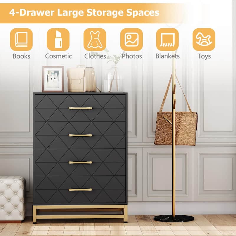 Chest of 4 Drawers Dresser with Metal Handle