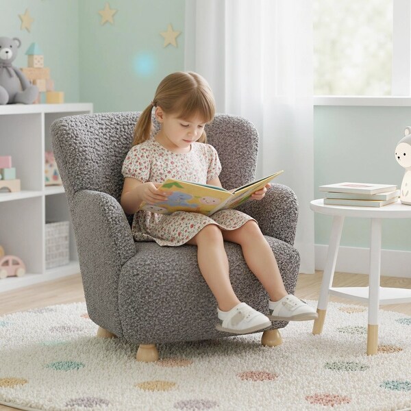 Sherpa Kids Sofa Chair with Armrests Solid Wood Frame Ergonomic