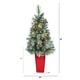 preview thumbnail 2 of 3, 44" Frosted Artificial Christmas Tree with 50 Lights in Tower Planter