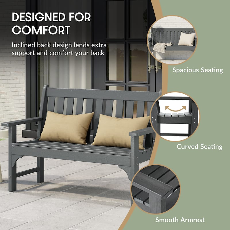 Polytrends Laguna 3-Piece Outdoor Patio Bench Set With Coffee Table