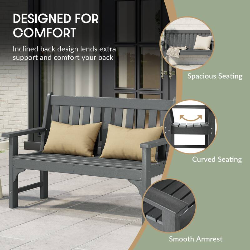 Polytrends Laguna 51" Outdoor Patio 2-Person Garden Bench