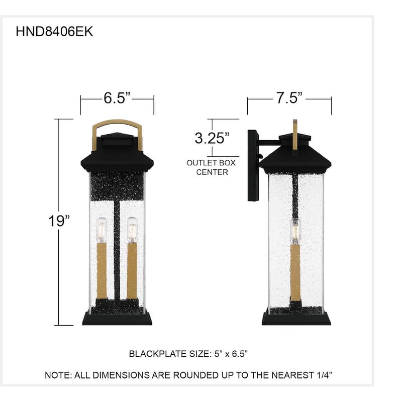 Henderson 2-Light Earth Black Outdoor Wall Lantern