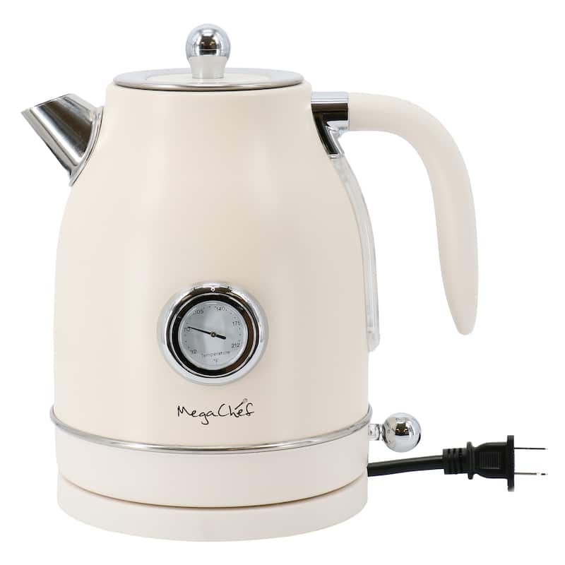 1.7 Quart Electric Tea Kettle and 2 Slice Toaster Combo in Matt Cream