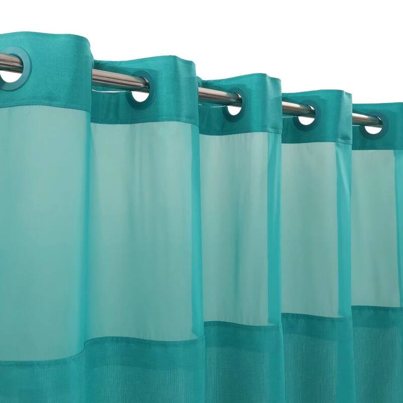 No Hook Slub Linen Texture Shower Curtain with PEVA Snap-in Liner