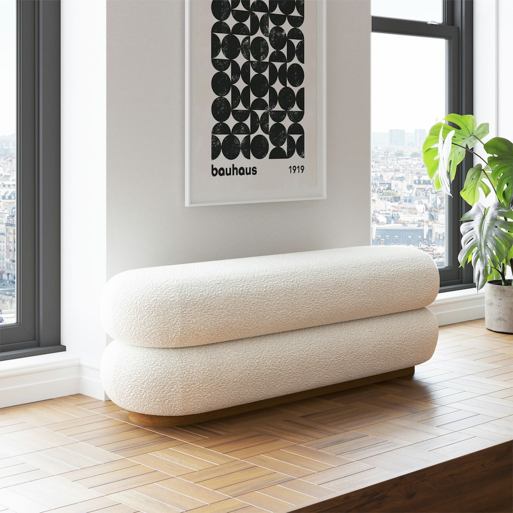 Poly & Bark Varde Bench in Froth White Boucle