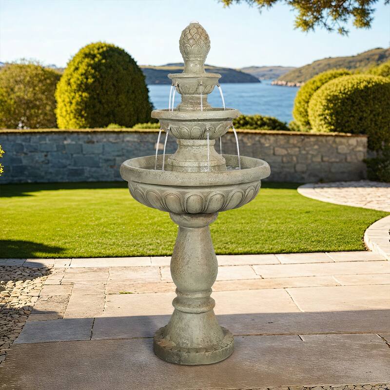 42.5" H Traditional Outdoor Water Fountain with Pineapple Finial