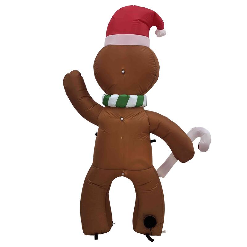 Lighted Inflatable Gingerbread Man Outdoor Christmas Decoration - 5' - Brown