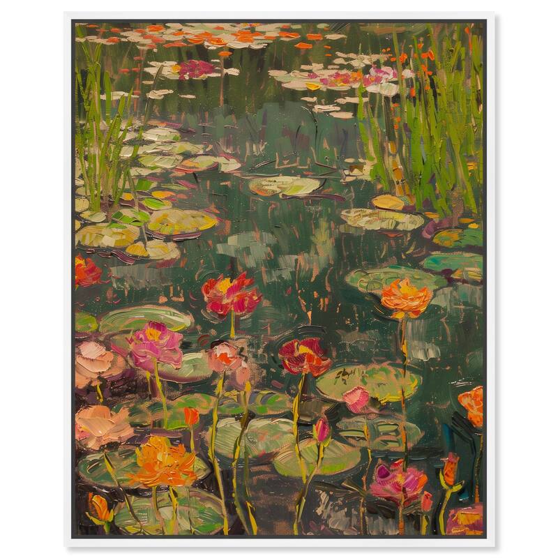 Art Remedy Afternoon Visit Framed Impressionism 1 Piece Canvas Wall Art /Monet And Van Gogh Inspired Art - 31 x 37 - White