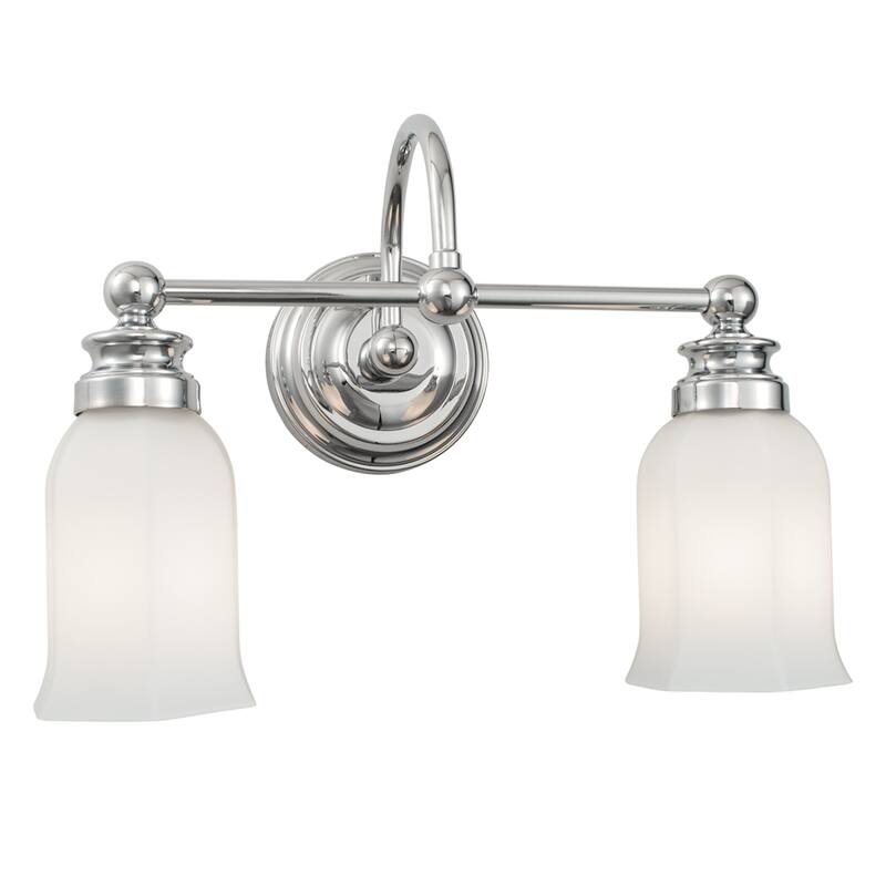 2-Light Vanity Light with Flared Glass Shade - 15" - Chrome