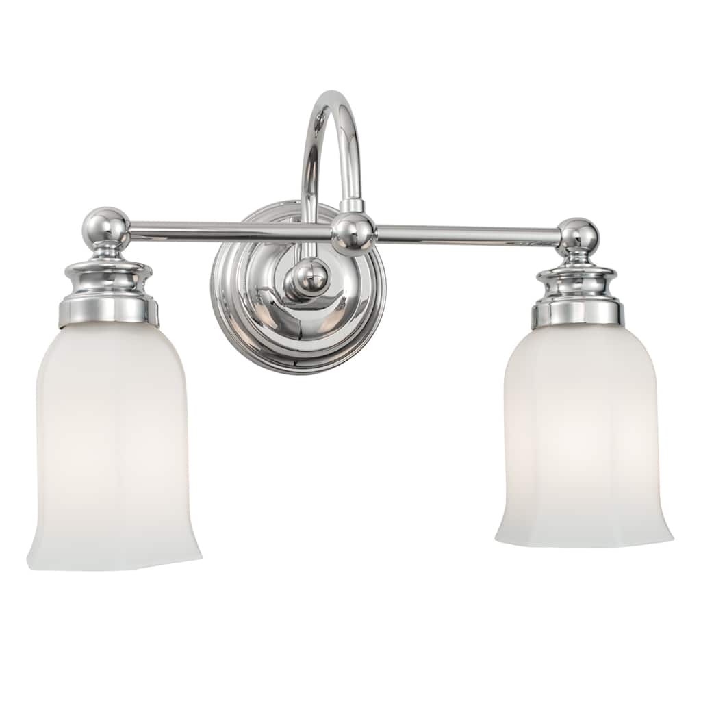 2-Light Vanity Light with Flared Glass Shade - 15" - Chrome