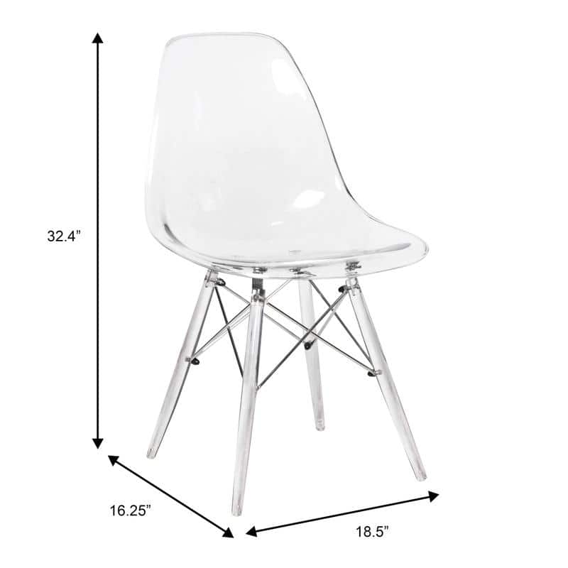Dover Modern Acrylic Accent Side Chair with Eiffel-Style Legs for Dining Room, Kitchen, Office, or Indoor/Outdoor Seating