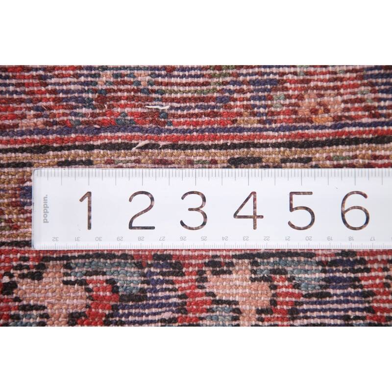 Hand Knotted Oriental 100% Wool Carpet Traditional Geometric Navy Blue & Blues Mahal Runner Rug - 9' 8'' X 3' 7''