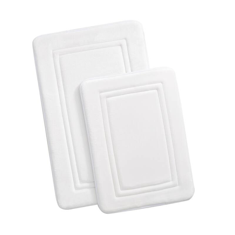 Truly Calm Antimicrobial 2 Pack Memory Foam Bath Rug - Multi Size Set - White