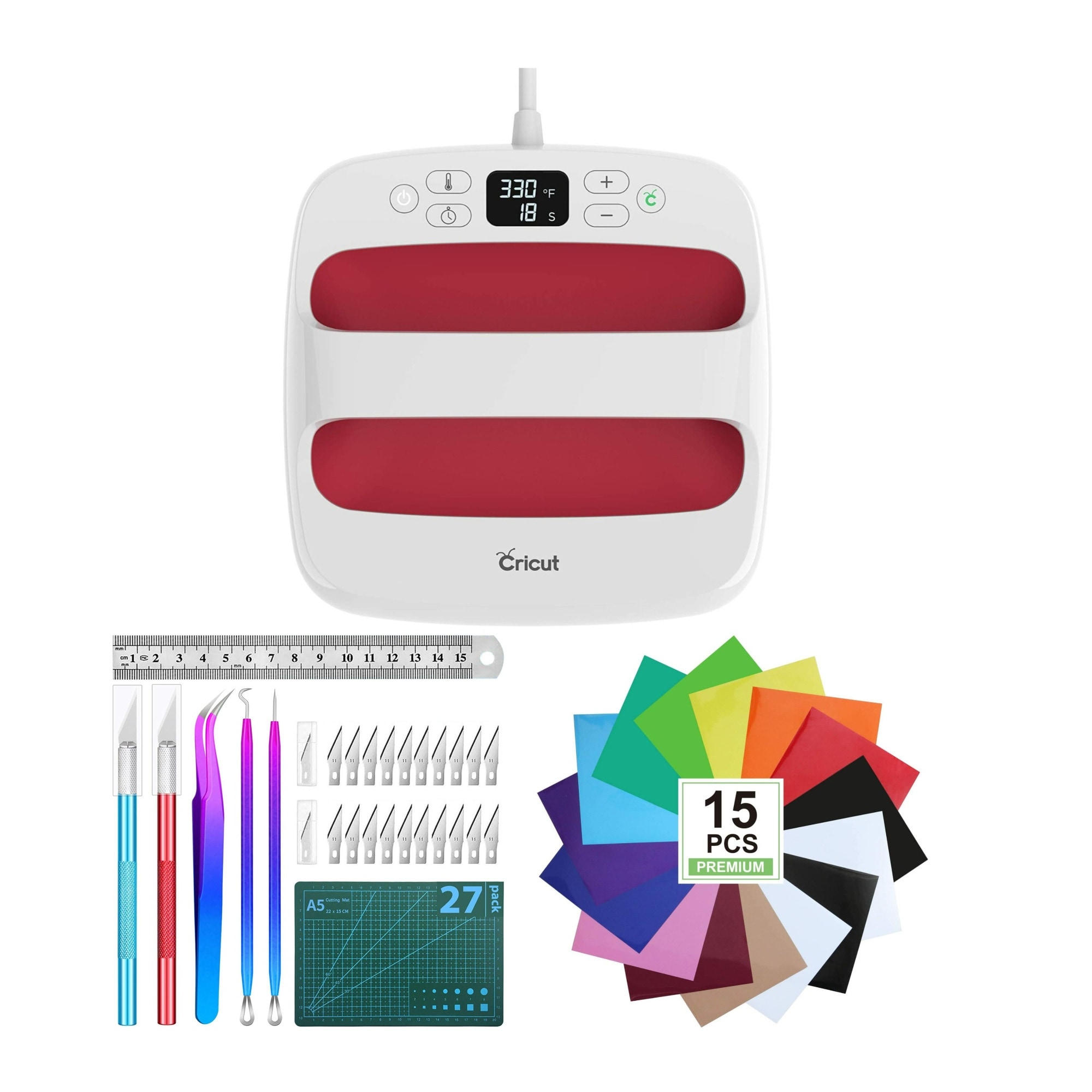 Cricut EasyPress Heat Press Machine w/15 Sheets-Iron On Vinyl