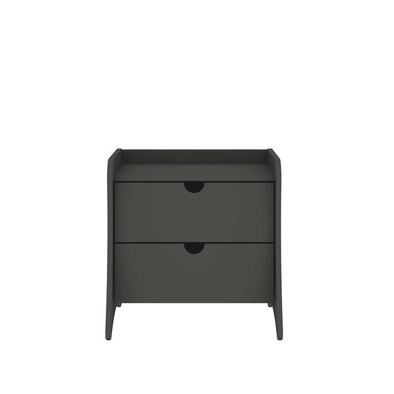 20-Inch Two-Drawer Nightstand in Charcoal Gray, Mid-Century Modern - Charcoal grey