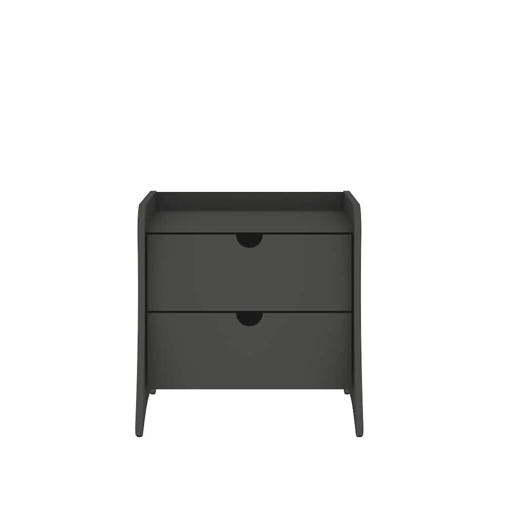 20-Inch Two-Drawer Nightstand in Charcoal Gray, Mid-Century Modern