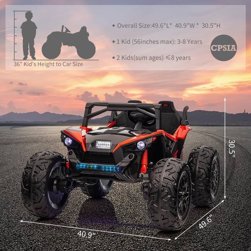 2 Seaters 24V Ride on UTV with Remote Control,10AH Battery, 400W Powerful Motors with 17" EVA Wheels
