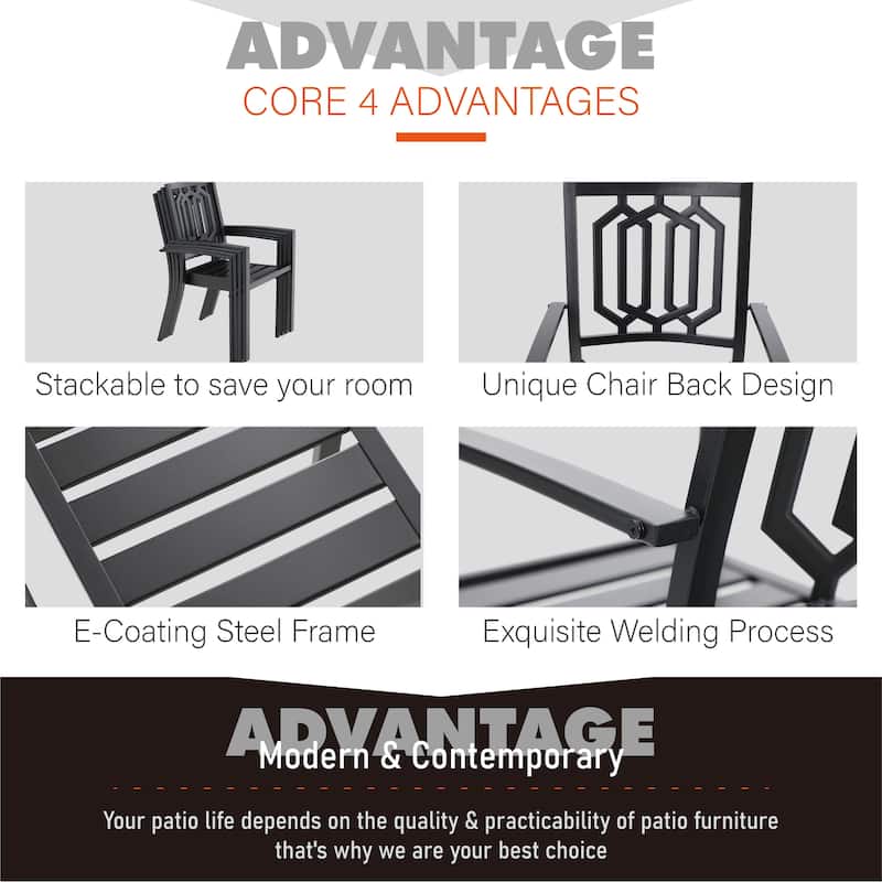 MAISON ARTS E-Coating Dining Set Metal Outdoor Patio Dining Set (Set of 5)