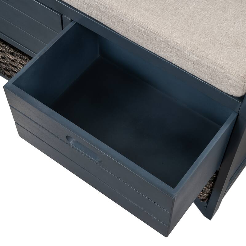 Storage Bench with Removable Basket and Drawers