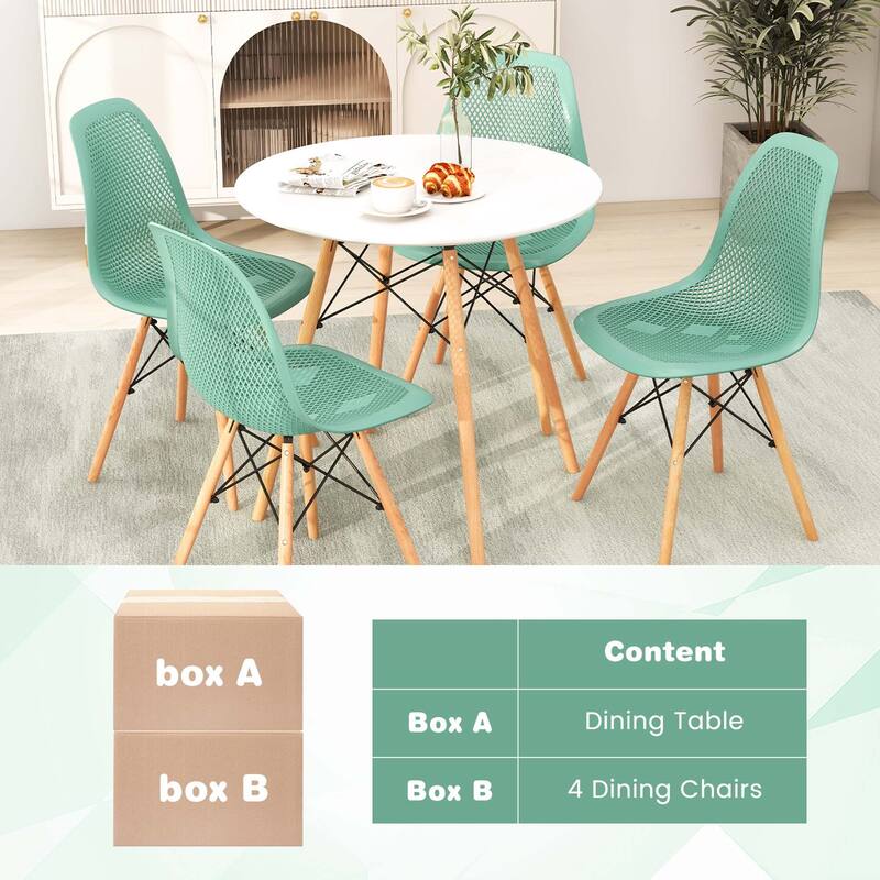 Costway 5 PCS Dining Table Set for 4 Persons Modern Round Table & 4