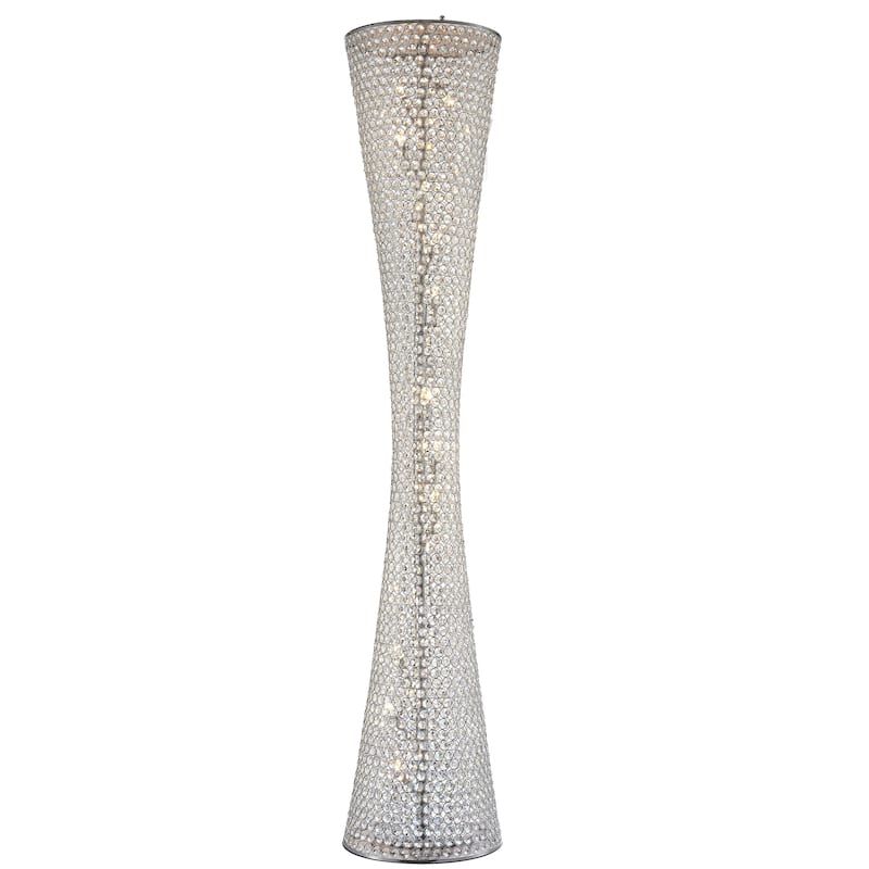 15-Light Clear Crystal Beaded Frame Floor Lamp with Chrome Hardware