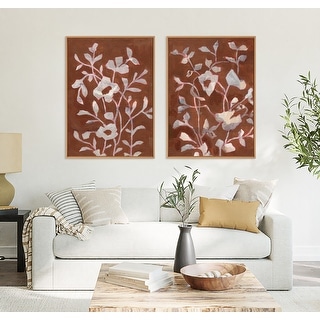 Kate and Laurel Sylvie Beaded Botanical Harmony I and II Framed Canvas Art Set by Nikita Jariwala