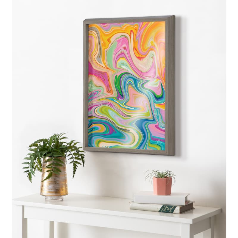 Kate and Laurel Blake Marble 27 Framed Printed Glass by Jessi Raulet
