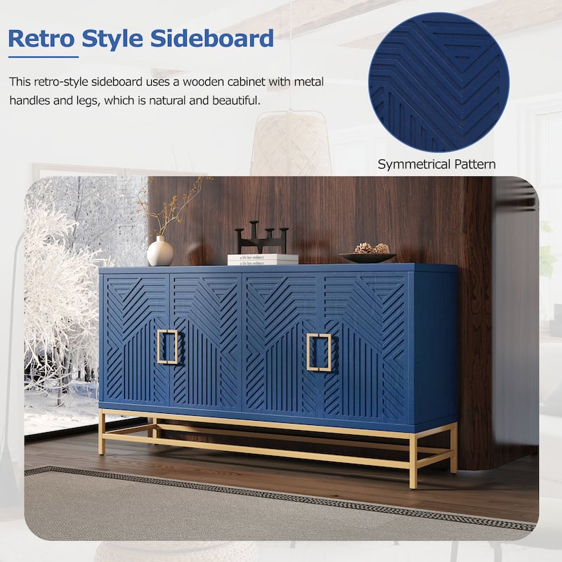 Elegant Sideboard Buffet Cabinet with Storage – Features Adjustable Shelves, Rectangular Metal Handles & Sturdy Legs.