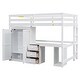 preview thumbnail 10 of 22, Full Size Loft Bed with Integrated Wardrobe, Desk, and Storage Drawers, Space-Saving White Design
