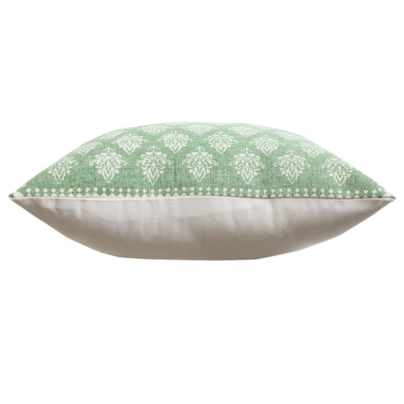 HomeRoots 20" Green And White Geometric Cotton Throw Pillow