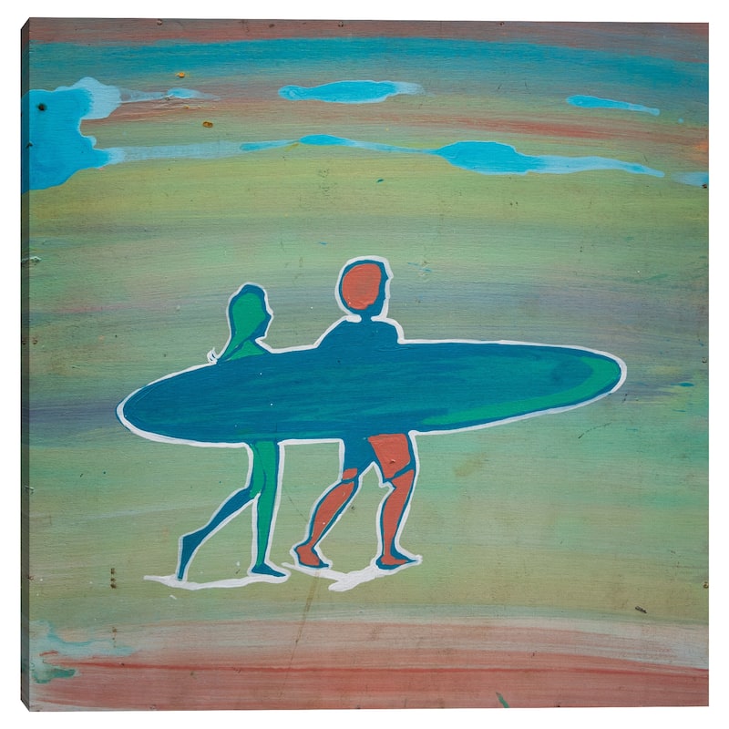 Romantic Surf Silhouette by Zwart Canvas Art Print