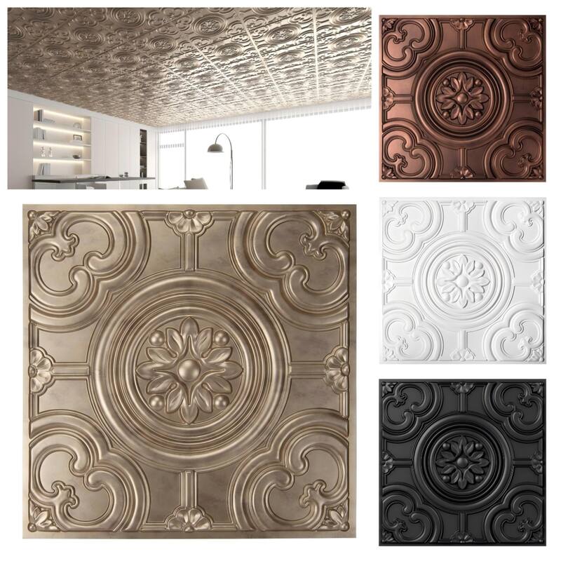 Atr3d 12 Pack 24"x24" 3D Wall Panel Ceiling Tiles Cover 48 Sq.Ft. for Home Decor