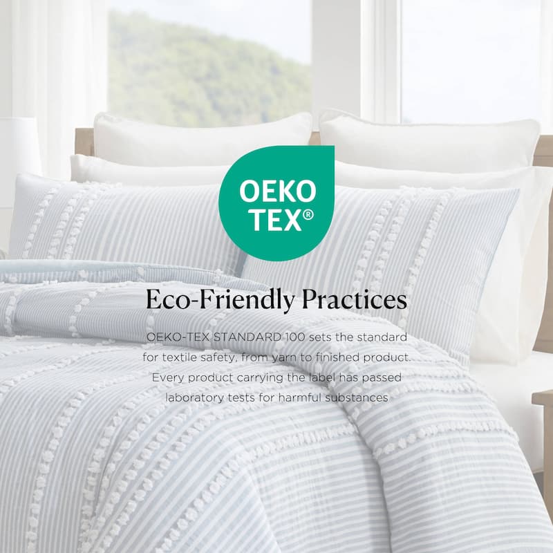 Harbor House Anslee Taupe 3 Piece Cotton Yarn Dyed Duvet Cover Set