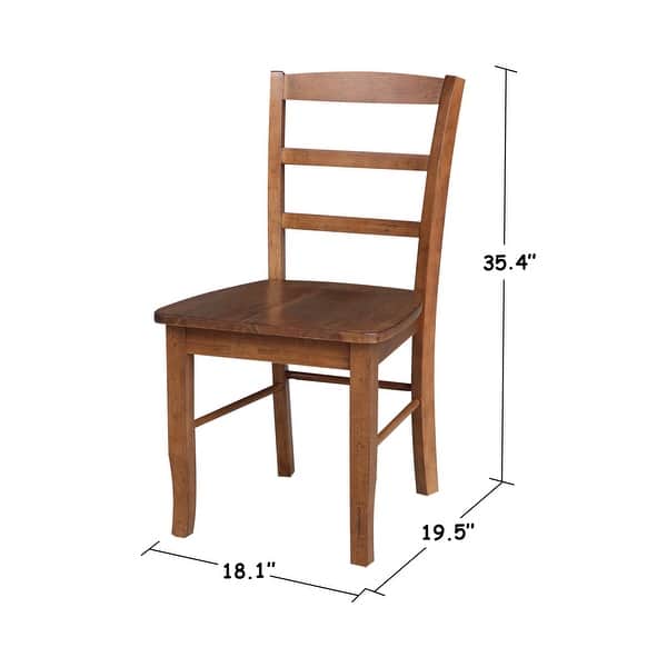 dimension image slide 1 of 12, International Concepts Solid Wood Madrid Ladderback Chairs, Set of 2 - N/A