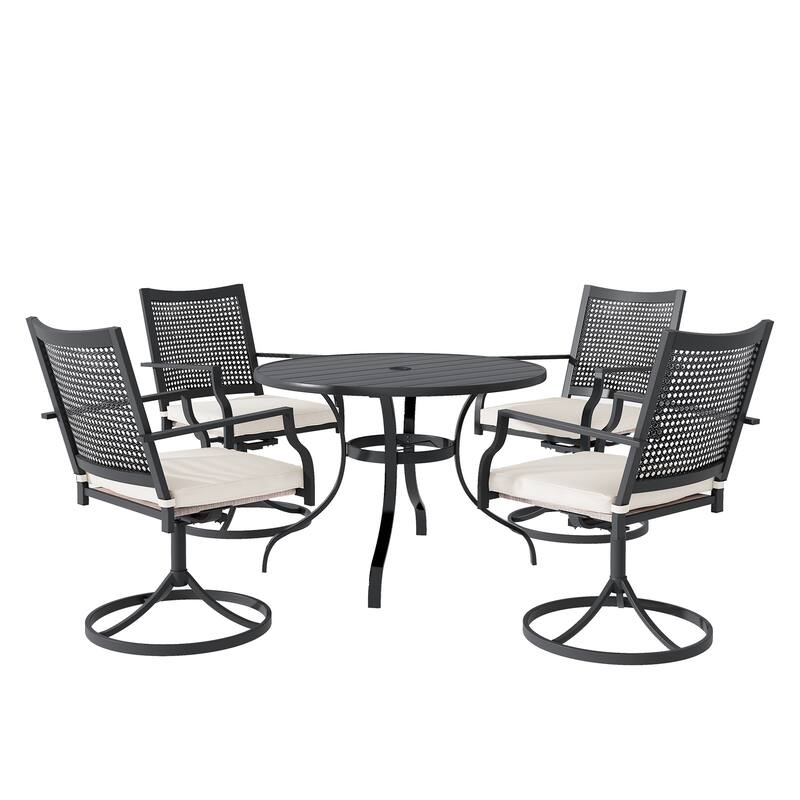 5 Pieces Outdoor Dining Set with Swivel Chairs