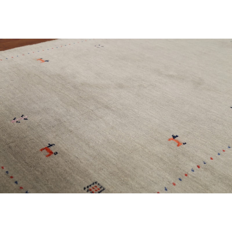 Gabbeh Indian Accent Rug Handmade Oriental Beige Wool Carpet - 3'11"x 5'9"
