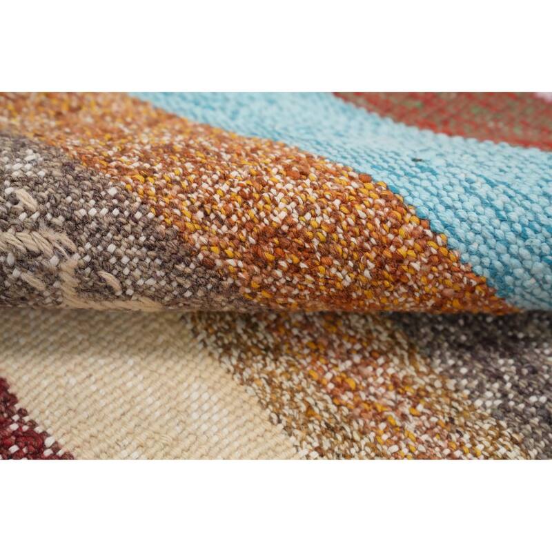Hand Woven Oriental 100% Wool Carpet Southwestern Tribal Multi-Colored Kilim Area Rug - 9' 11'' X 5' 11''