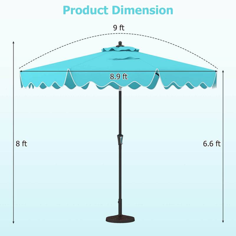Costway 9 FT Patio Umbrella 2-Tier Market Table Umbrella with