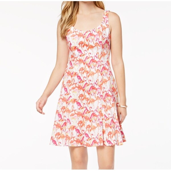 Pappagallo Pink Women's Size 16 Flamingo-Printed Sheath Dress