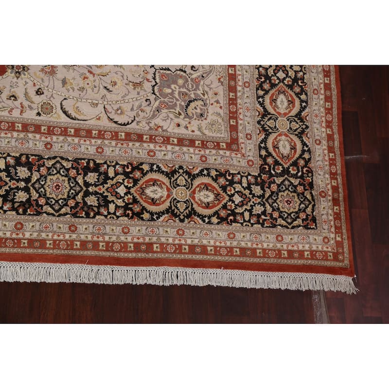 Wool/ Silk Vegetable Dye Tabriz Haj Jalili Large Area Rug Hand-knotted - 12'2" x 18'3"