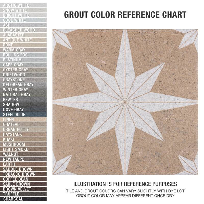 Merola Tile Compass Star Sand Stone 8" x 8" Porcelain Floor and Wall Tile