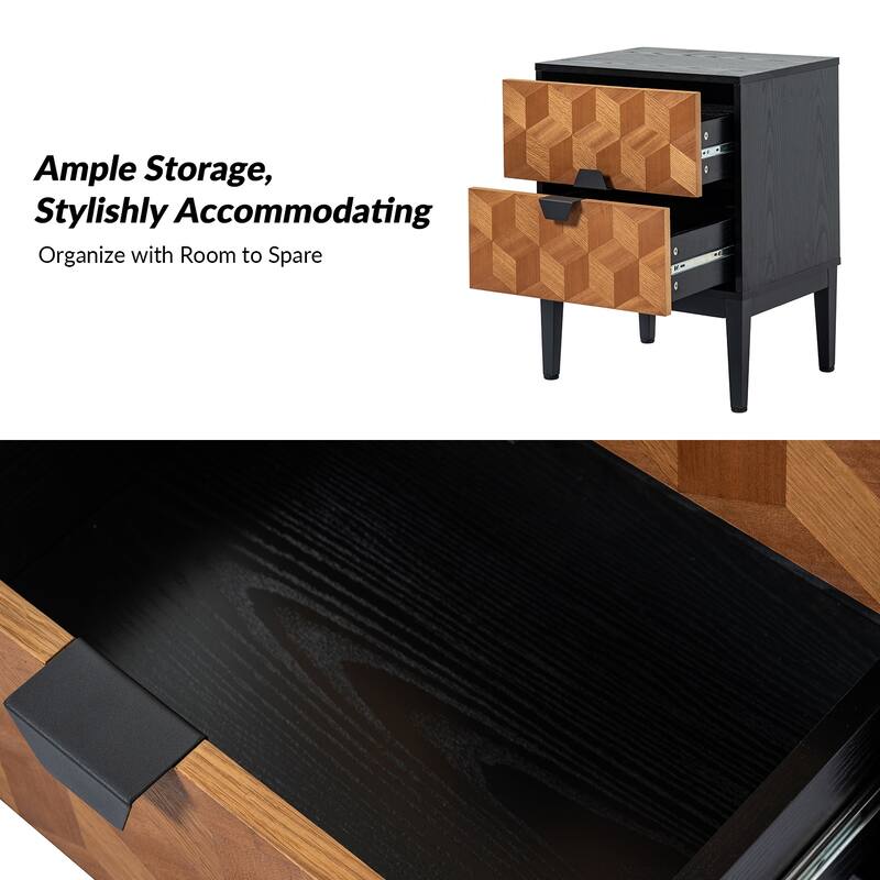 Apakah Modern 25"Tall 2-Drawer End Table with Charging Station and Adjustable Legs Set of 2 by HULALA HOME