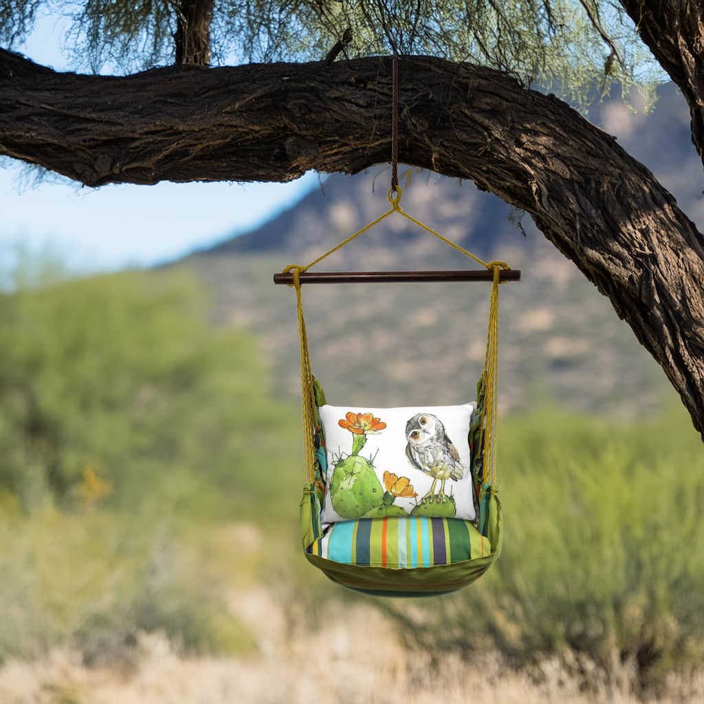 Magnolia Casual Swing Set 4 piece - Citrus Stripe w/ Owl on Prickly Cactus