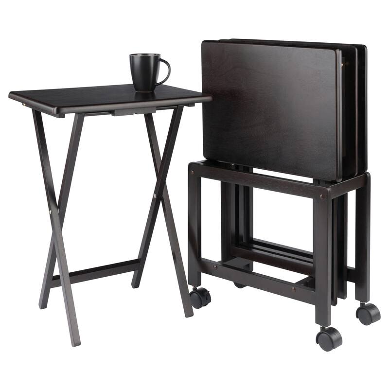 Allen 5-Pc Snack Table Set, Coffee - 9.21 x 19.06 x 31.97 inches