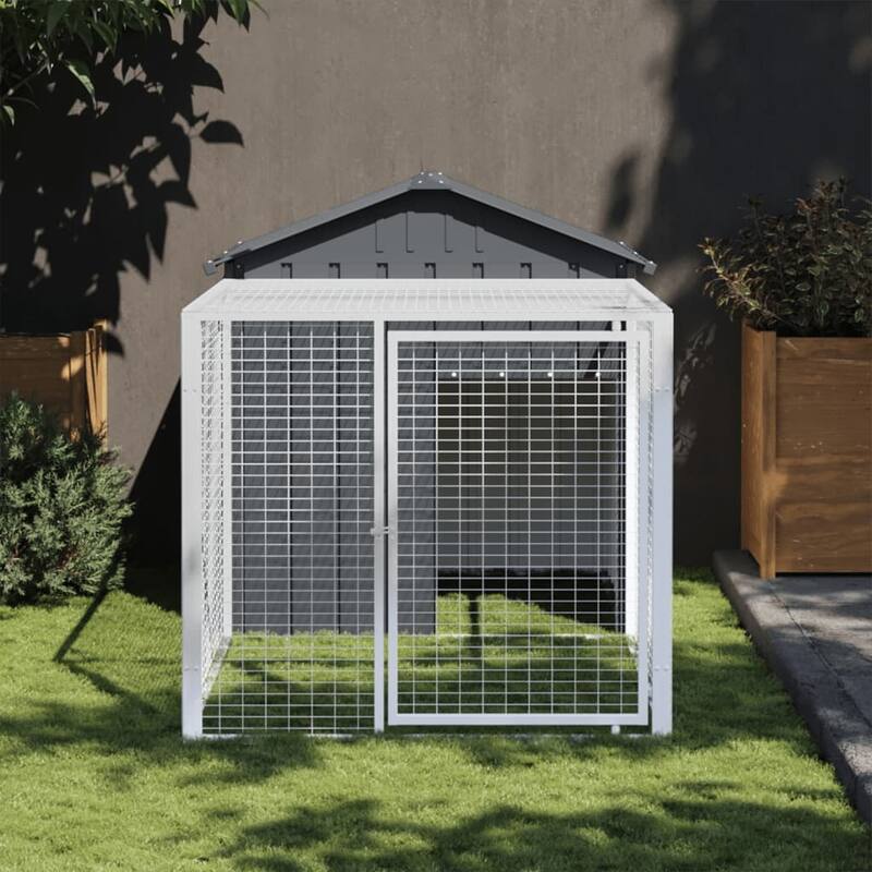 vidaXL Chicken Cage with Run Light Gray/Anthracite multisize Galvanized Steel - 46.1" x 79.1" x 48.4" - Anthracite