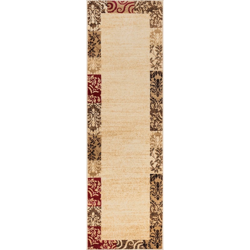 Well Woven Barclay Vane Willow Damask Floral Waves Modern Area Rug - 2' 7" x 9' 6" - Beige - Runner