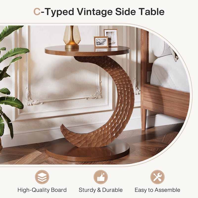 18.9" Compact Round End Side Table