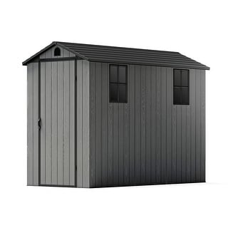 Patiowell 4' x 4' & 4' x 6' & 4' x 8' Plastic Outdoor Storage Shed, Resin Shed with Floor and Window for Patio Furniture,Tools
