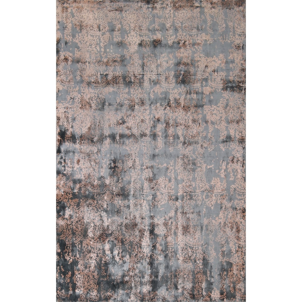 Abstract Indian Area Rug Handmade Contemporary Wool Carpet - 6'1"x 9'1"